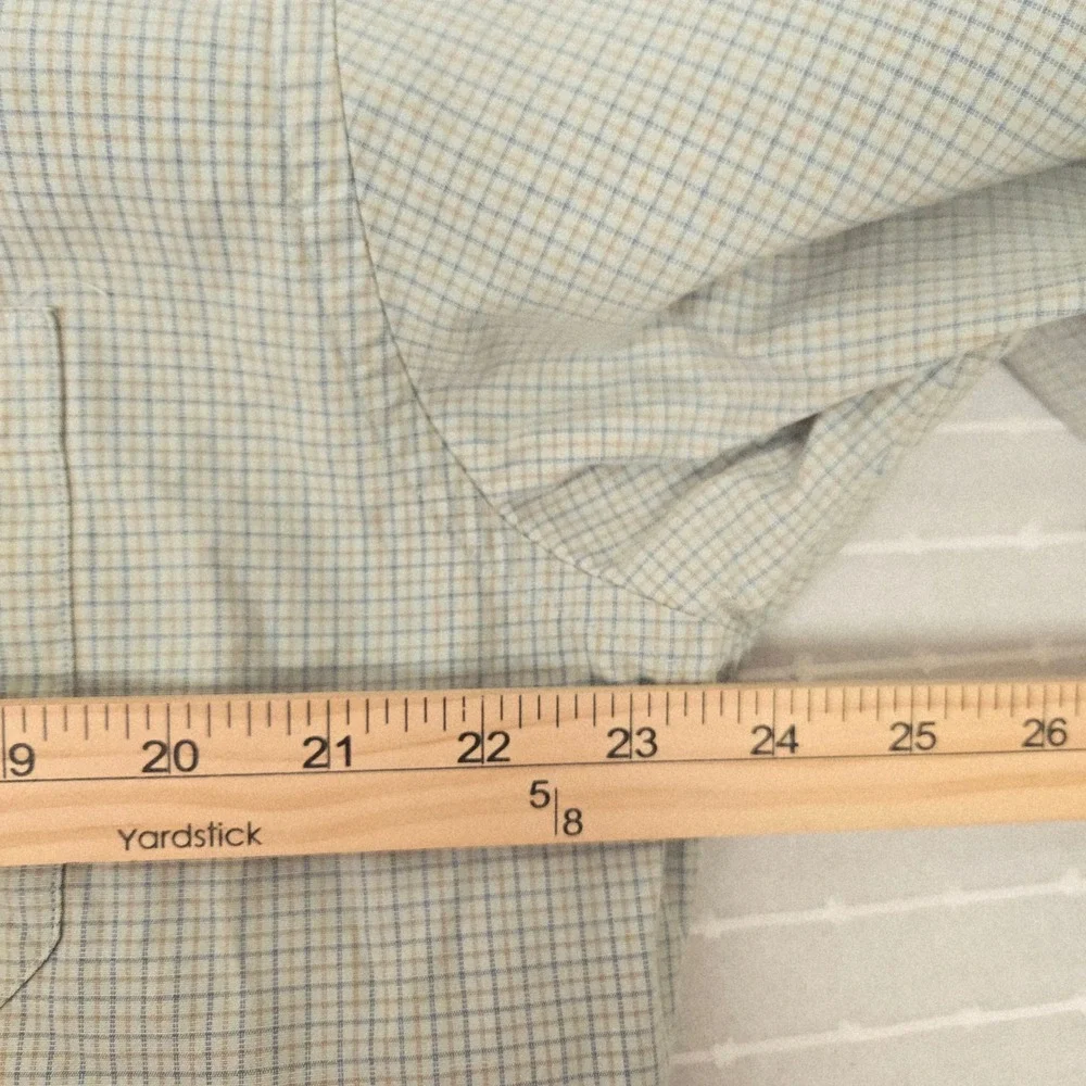 J.Crew Mens XL Long Sleeve Button Down Shirt Green Blue Micro Check Cotton - Picture 7 of 9